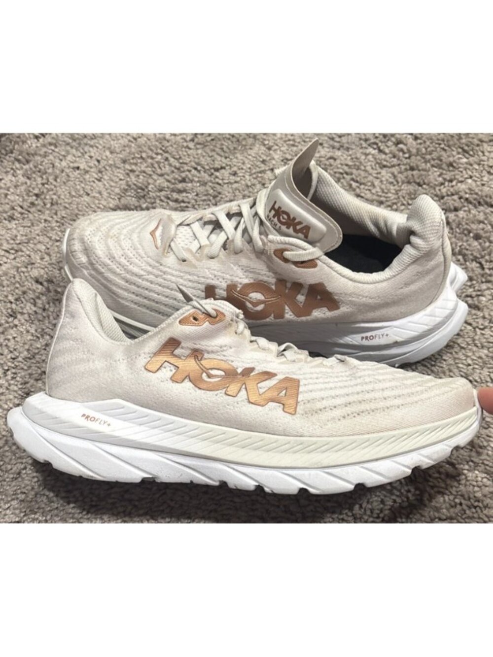 Nice! Hoka One One Women's White Copper Mach 5 Profly Running Shoes Sz 9B